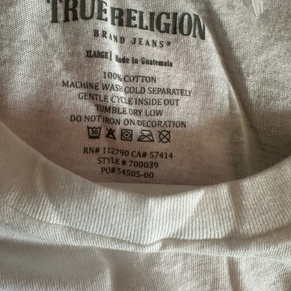 True Religion White Tee with Tan Accents